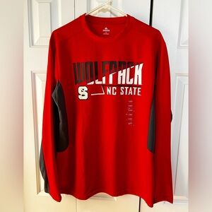 NC State University Wolfpack Red Black Colorblock Crew Long Sleeve Shirt Mens L